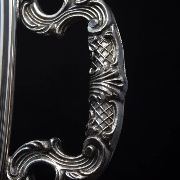 Silver Plated Serving Tray With Intricate Engraving & Handles | Leonard Silver - Picture 10 of 11